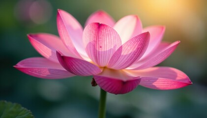 Delicate pink petals unfolding from a central hub, peaceful scene, serene background, serene landscape