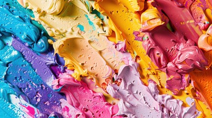 Fototapeta premium a enchanting tapestry of vivid colors and abstract compositions, white space in the center of the page for text, vibrant and captivating tones against a contrasting background