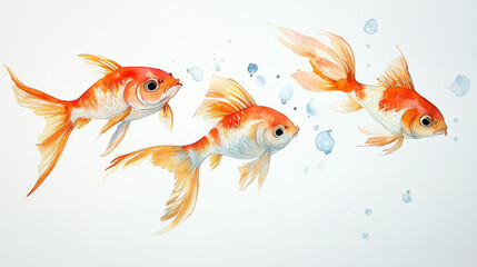 Fototapeta premium Watercolor fish swimming gracefully in serene aquatic scene. for Chinese New Year