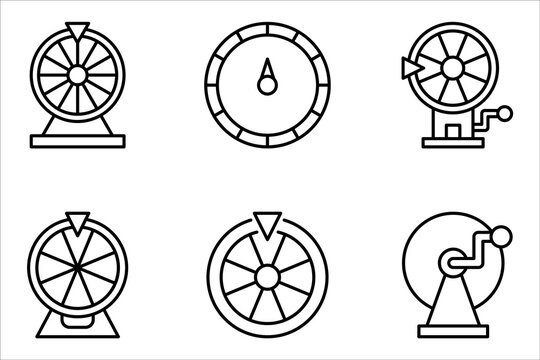Lottery line icon set, Casino roulette symbol, vector illustration on white background