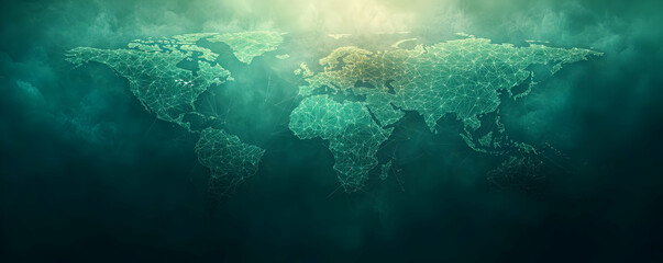 Global Network Map, Cloudscape Background