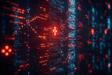 Obraz premium Digital healthcare data stream, futuristic medical technology