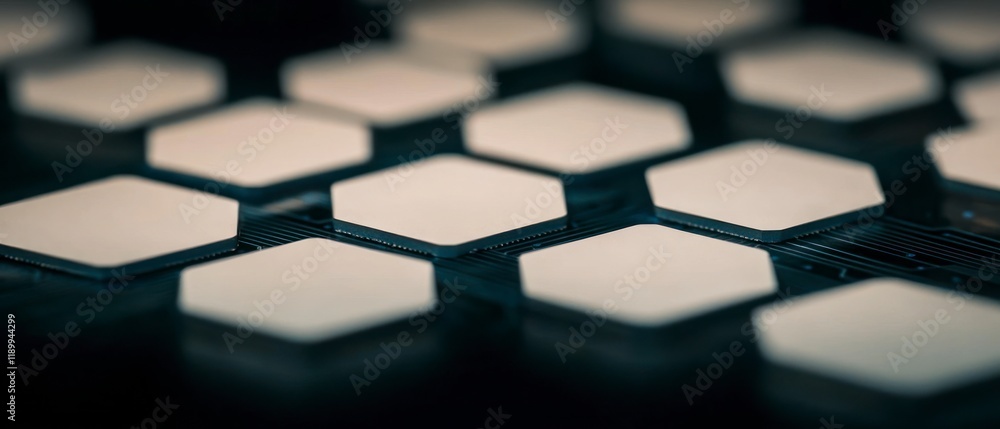 Poster high tech hexagonal circuit board close up digital technology background