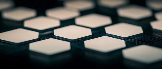 High Tech Hexagonal Circuit Board Close Up  Digital Technology Background