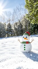 Obraz premium Festive Snowman in Winter Wonderland 3D Rendered Christmas Scene