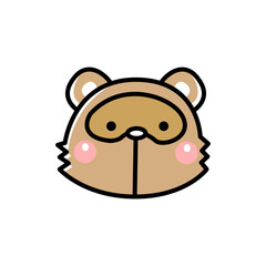 Cute cartoon animal face character icon