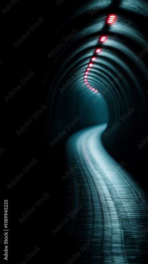 Poster glowing lights in dark tunnel abstract pathway futuristic architecture