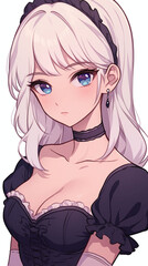 Elegant Anime Girl in a Black Dress