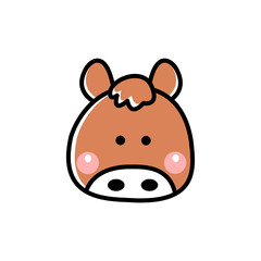 Cute cartoon animal face character icon