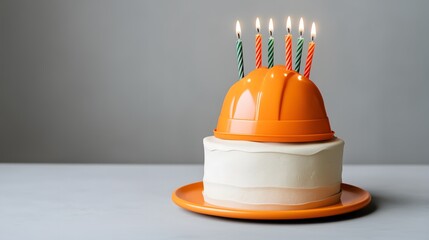 a hard hat-shaped birthday cake for engineers and construction workers