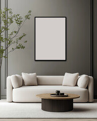 Frame Poster Mock Up Modern Living Room 3D Render