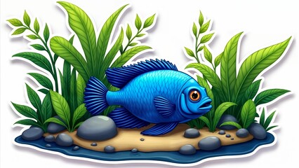 Electric Blue Acara in Freshwater