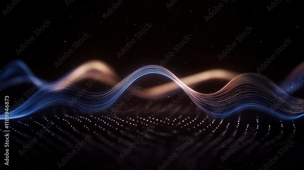 Poster futuristic abstract background glowing neon waves data transfer high speed bokeh light