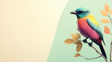 Fototapeta premium Vibrant Rainbow Bird Perched on Branch: A Colorful Avian Masterpiece