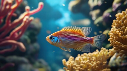 Vibrant Reef Fish: A Colorful Underwater Paradise in a Tropical Aquarium