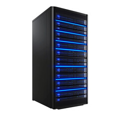 server rack with servers isolated on transparent white background, clipping path