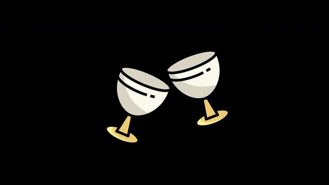 Two celebrating goblets in a minimalistic design with a black background.
