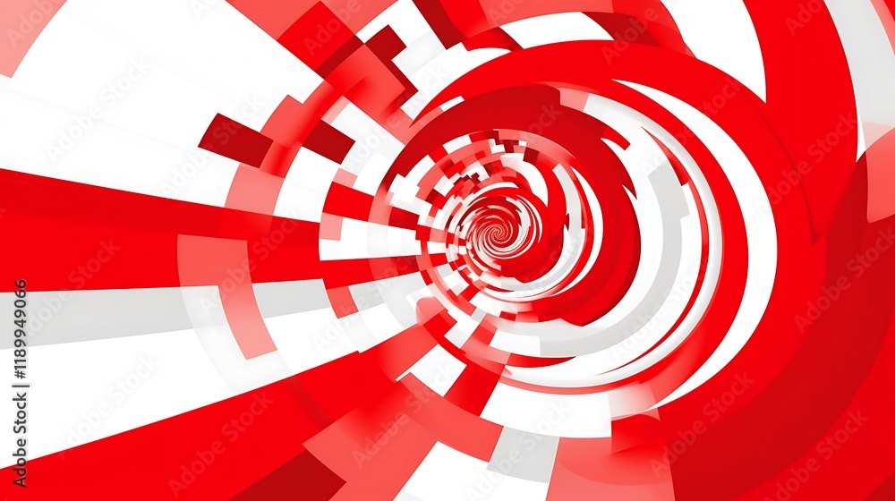 Poster abstract red and white spiral design pattern
