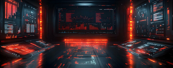 Obraz premium Futuristic Control Room Data Analysis