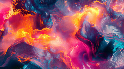 Fototapeta premium Abstract visuals blending neon lights and textured backgrounds.
