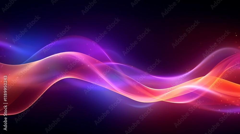 Poster abstract colorful waves flowing dynamically across dark background