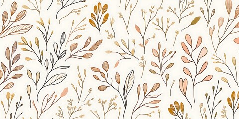 Fototapeta premium Autumnal floral pattern, design background, earthy tones, nature