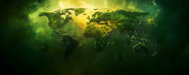 Fototapeta premium Green Earth, cosmic backdrop, global view