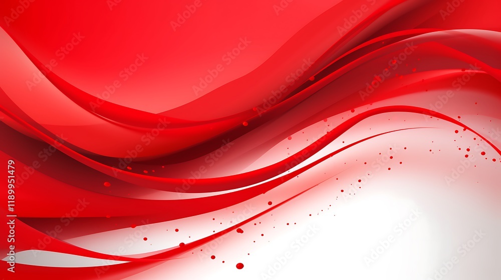Poster abstract red wave design with subtle white background