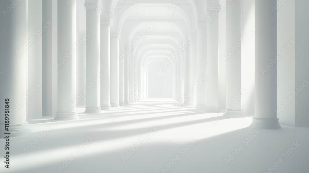 Poster 3d render of an abstract futuristic background with white lines and empty space