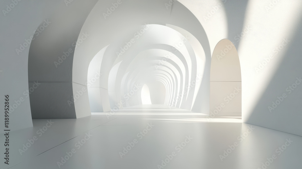 Poster 3d render of an abstract futuristic background with white lines and empty space
