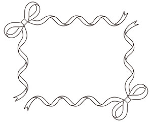 リボンのフレームのベクターイラスト　線画　りぼん　飾り