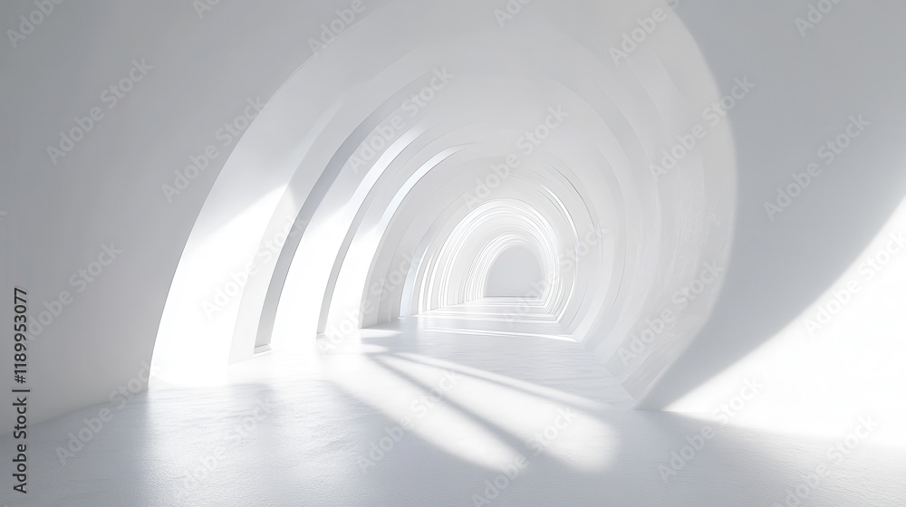 Poster 3d render of an abstract futuristic background with white lines and empty space