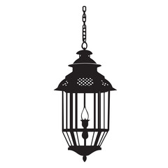 Single Hanging Vintage Lantern Silhouette in Black © OVOYA DELIN