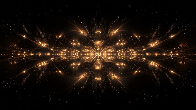 Crossette firework effect featuring multiple breaks of golden sparks splitting into perpendicular patterns, creating a geometric grid of light. Each spark trail features realistic motion blur and