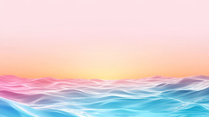 Gentle waves create serene seascape with soft pastel colors at sunset, evoking tranquility and calmness. horizon blends beautifully with water surface