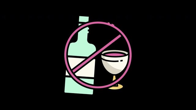 Illustration showing a prohibition symbol over a bottle and glass, indicating anti-alcohol sentiment.