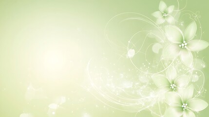 Delicate Light Green Flowers With Sparkling Swirls