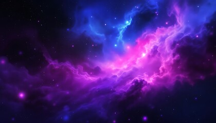 Fototapeta premium Cosmic Nebula: A Symphony of Purple and Blue
