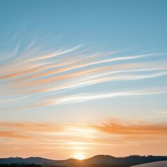 Serene Sunset Sky  Peaceful Orange and Blue Gradient Cloudscape