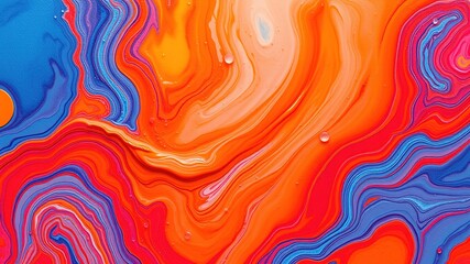 Obraz premium Abstract Orange Blue Red Acrylic Paint Wallpaper Design for Branding