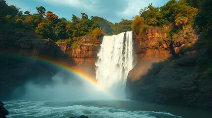 waterfall and rainbow