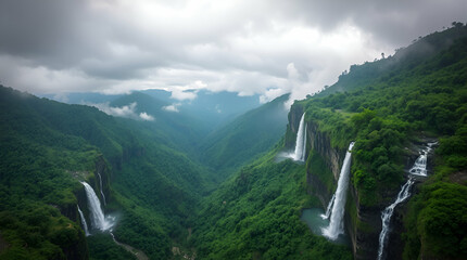 waterfall in the mountains