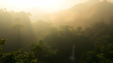 misty morning in the forest