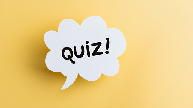 Speech bubble with the word "Quiz" isolated yellow