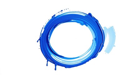 Fototapeta premium Blue Paint Brush Stroke Circle Drips - AI Art