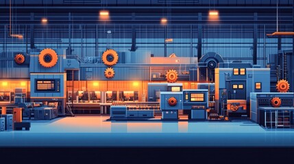Fototapeta premium Industrial factory interior with machinery and equipment.