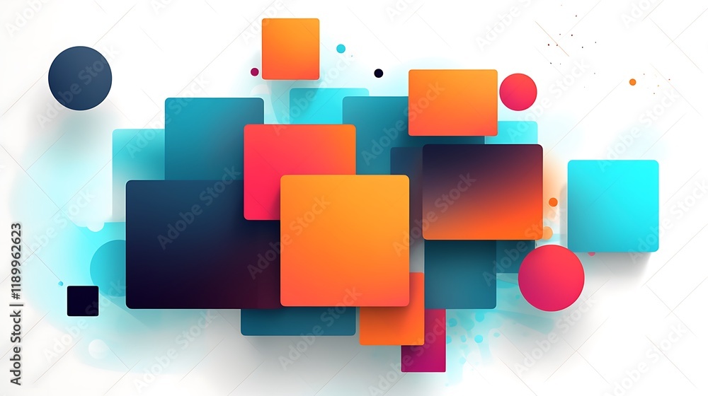 Poster abstract colorful squares and circles design