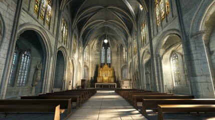 Fototapeta premium Serene Gothic church interior