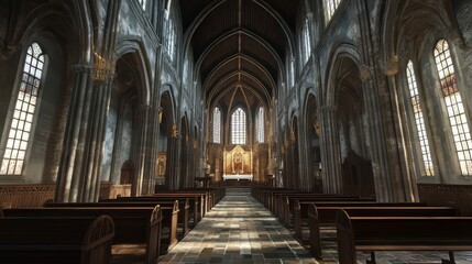 Fototapeta premium Grand church interior, serene and calm