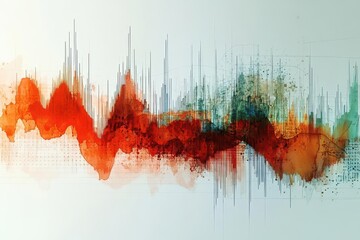 Fototapeta premium graph showing economic recession multiple exposure